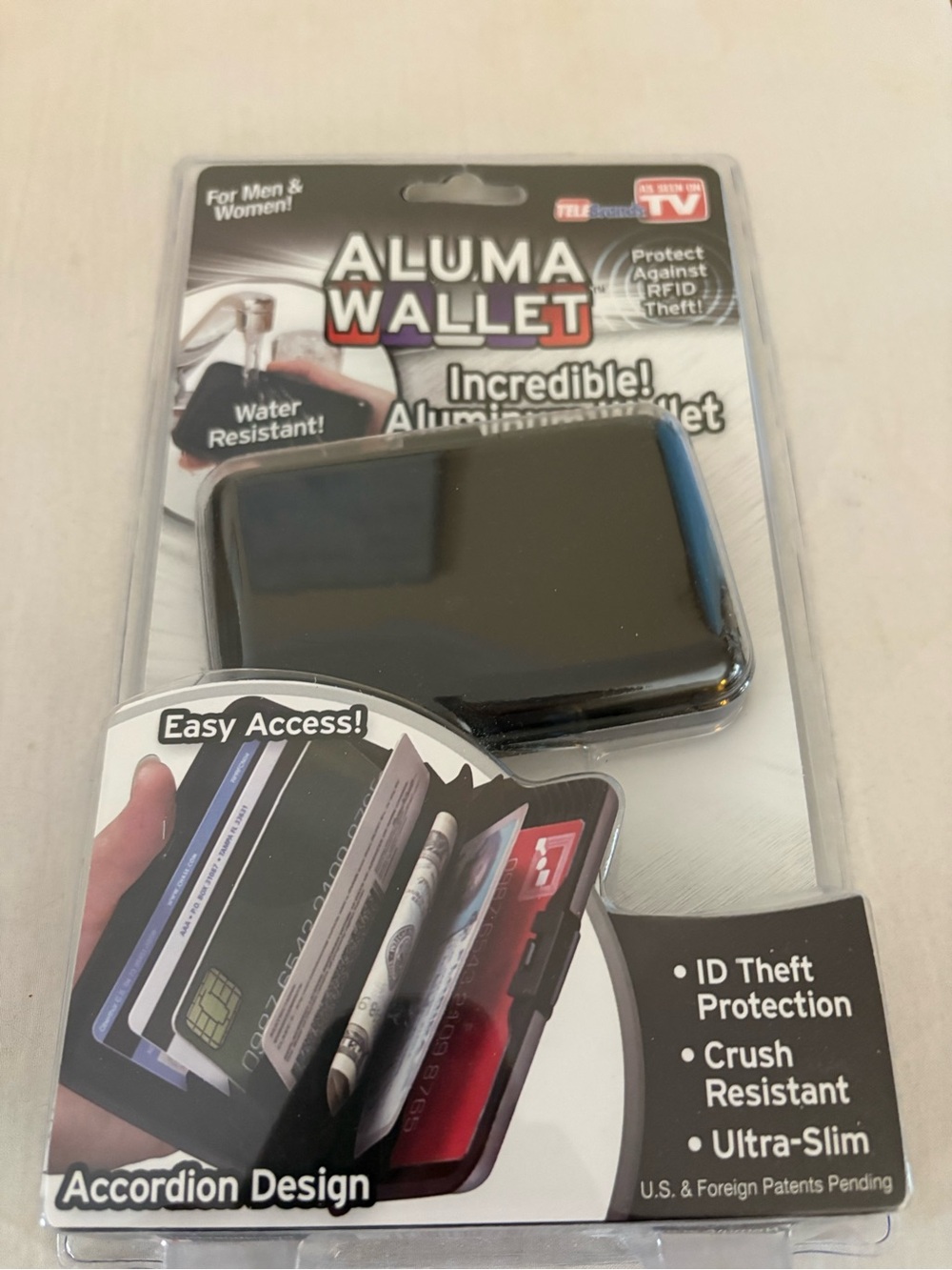 Aluma Wallet Slim Card Case — Black with Blue Accent